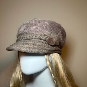 Y2K Vintage Deadstock Fur Newsboy Hat 2000s Boho Fairy Grunge Indie Sleaze Retro